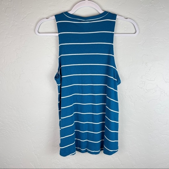 BP Blue‎ and White Striped Ribbed High Neck Tank Sm - Picture 4 of 6